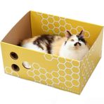 5609PETS Ekstra Büyük Karton Kedi Tırmalama Kutusu, İç Mekan Kedileri için Eğlenceli ve Sevimli Kedi Tırmalama Yatağı, Catnip'li Sağlam Kazı Kazı Kutusu, 43 x 33 x 21 cm, Üstün Kalite