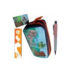 563988 Jurassıc World Çift Bölmeli Kalemlik Ve Faber Poly Matic 0.7Mm Uçlu Kalem