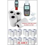 56X12 Termal Pos Kağıdı - Pos Rulosu - Yazarkasa Pos Kağıdı 20 Adet - Beyaz