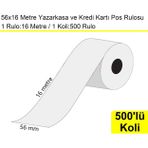 56x16 Metre Termal Kredi Kartı ve Yazarkasa Pos Rulosu 500'lü Koli