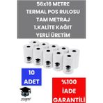 56X16 Metre Termal Pos Rulosu Tam Metraj 1.kalite Kağıt Yerli Üretim 10 Adet