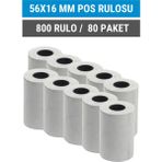 56X16MM Termal Pos Rulosu | 80 Paket | 800 Rulo | Ribonsuz | Perakende, Kafe, Market | Pos Yazıcı