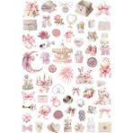 57 Adet Coquette Kawaii Tatlı Pembe Sticker Seti - Etiket Seti Scrapbook Bullet Journal