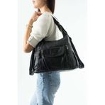 571 Collections Çanta Yıkanmış Deri, Çok Fonksiyonlu Sırt ve Kol Çantası Siyah Model: (571-14-12Y)