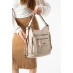 571 Collections Çanta Yıkanmış Deri Hem Sırt Hem Omuz Çantası Bej Model: (571-14-18D)