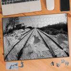 571 Siyah Beyaz Tren Yolu 240 Parça Puzzle Yapboz Tablo