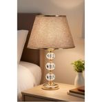 571 Store 3 taşlı 55 cm masa abajuru cam gövde kumaş başlık metal ayaklı gece lambası aydınlatma