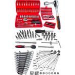 58 Parça 46MINI Lokma Takımı Otomatik Cırcırlı 1/4" 12 Parça Kombine Açık Ağız-Yıldız Anahtar Takım - 59 - Kırmızı - Gri