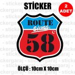 58 Sivas 2 Adet Plaka Sticker - İl Sehir Rota Etiket - Kask Motosiklet Otomobil Araba Pc Laptop Bilgisayar Cam Uyumlu