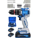 598 Rp Kömürsüz 10MM Akülü Vidalama Matkap 2800 Rpm Darbeli Akülü Vidalama 24 Parça Uç Seti Mavi