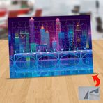 599 Işıklı Şehir Köprüsü ve Binalar 99 Parça Puzzle Yapboz Tablo