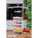 5ADET 500ML Kilitli Kapak Derin Dondurucuya Uygun Saklama Kabı Düzenleyici - 500 ml - Şeffaf