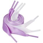 5Chaos Eğlenceli, Karışık Renkli 2 Çift için Premium Ayakkabı Bağcıkları, İpek (Beyaz + Açık Mor), 39" (100cm)