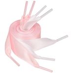 5Chaos Eğlenceli, Karışık Renkli 2 Çift için Premium Ayakkabı Bağcıkları, İpek (Beyaz + Pembe), 55" (140cm)