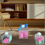 5cm-5cm Ebatlarda Kokulu Doğal Pembe-Yeşil Renk 3 Lü Dekoratif Mum - Pembe - Yeşil - 3 Adet