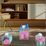 5Cm-5Cm Ebatlarda Kokulu Doğal Pembe-Yeşil Renk 3 Lü Dekoratif Mum