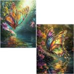 5D elmas boyama elmas boyama yetişkin kelebek, 2 adet elmas resim, nakış, elmas çizimleri ile tam kit, cam elmas boyama, duvar dekorasyonu 50 x 70 cm 4-553
