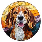 5D Elmas Sanat Boyama Kitleri Kahverengi Beagle Vitray Daire Şekli Tam Matkap Yuvarlak Boncuklar Elmas Sanatı Taşlar Duvar Dekorasyonu için Numaraya Göre Boyama Kitleri Köpek Anma Hediyesi 30 x 30 cm