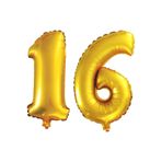 5DM 16 Yaş Sayı Folyo Balon Seti, Altın, 90 cm