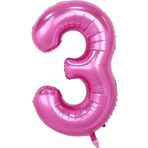 5DM 3 Rakam Folyo Balon Pembe 90cm (40INCH) 1 Adet