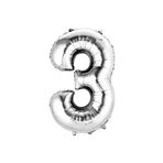 5DM 3 Rakam Folyo Gümüş Balon Küçük 35 Cm