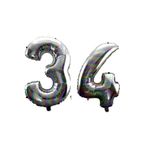 5DM 34 Yaş Sayı Folyo Balon, Gümüş, 90 cm, 2 Adet