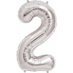 5DM 40 Cm Gümüş Renk Folyo Balon 2 Rakamı