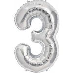5DM 40 Cm Gümüş Renk Folyo Balon 3 Rakamı