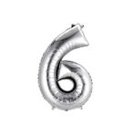 5DM 6 Rakam Folyo Gümüş Balon Küçük 35 Cm