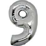 5DM 9 (gümüş) Rakam Folyo Balon - 90 Cm - Gümüş Folyo Rakam Balon