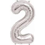 5DM Balon 2 Rakamı Gümüş 100 Cm Folyo Balon