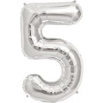 5DM Balon 5 Rakamı Gümüş 100 Cm Folyo Balon