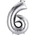 5DM Balon Parti 6 Rakamı Gümüş Folyo Balon 102 Cm