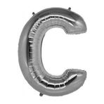 5DM C Harf Silver Gümüş Folyo Balon Harfli Helyum Balon 100 Cm Dev Boy