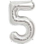 5DM Gümüş Folyo Balon Sayılı Helyum Balon 100 Cm Dev Boy 5