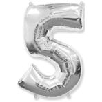 5DM Rakam Balon 5 Gümüş Folyo 100 Cm