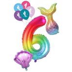 5DM Rakam Gökkuşağı Deniz Kızı Folyo Balon Seti, Çocuk Partileri İçin