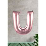 5DM U Harfi Rose Gold Folyo Balon 100 Cm 40 Inç 1 Metre Baş Harf Balon