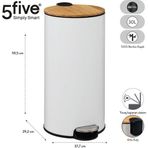 5Five 5Fıve Bambou - Beyaz - 30 Lt Pedallı Çöp Kovası