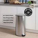 5Five Delta Metal Pedallı Çöp Kovası - 30 L, Soft Close, Koku Filtreli, İç Kovalı, Çelik