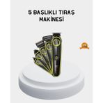 5’i 1 Arada Şarjlı Tıraş Makinesi – Paslanmaz Çelik Başlıklı Yüz ve Vücut Bakım Cihaz