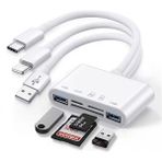 5in1 USB Type-C & Lightning & Micro & USB Flash Çıkışlı Otg U Disk Sd Tf Kart Okuyucu Veri Aktarıcı Hub