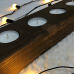 5'li 40 cm Dekoratif Doğal Ahşap Yatay Kütük Tealight Mumluk +5 Adet Tealight Mum Hediye