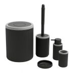 5’li Banyo Seti – Antrasit, Modern Şık Tasarımlı Çöp Kovası, Tuvalet Fırçası, Sıvı Sabunluk, Diş Fırçalık ve Sabunluk Takımı | Dayanıklı Plastik, Lüks Görünüm, Kaymaz ve Suya Dayanıklı Set