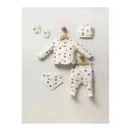 5'Lİ COCONUT DESENLİ HASTANE ÇIKIŞI UNISEX BEBEK TAKIM 100 % DOĞAL PAMUK