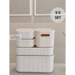 5'li Çok Amaçlı Mutfak ve Banyo Dolap Içi Düzenleyici Set (Krem) - Seçenek 1