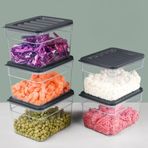5'li Derin Mikrodalga Uyumlu Organizer Set Düzenleyici Gıda Erzak Saklama Kabı 1100ML Antrasit