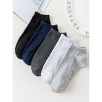5'li Erkek Düz Renkli Patik Ekonomik Paket Kısa Spor Sneakers Çorap - Siyah - Beyaz - Gri - 38 - 44