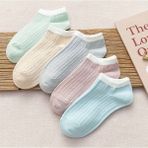 5'li Kabartma Detaylı Kadın Patik Çorap Set - 36 - 41 - Karışık