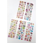 5li Kabartmalı Yapışkan Sticker Seti (13X7 Cm), Şekerleme, Dondurma, Fastfood Figürleri Tek Eba - Standart